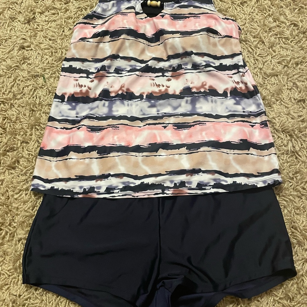 Modlillu Striped Tank Top and Shorts Set/swim